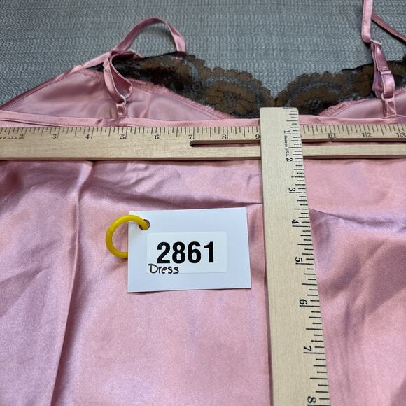 Satin Slip‎ Dress Medium Fairy Pink Grunge Y2K Coquette Romantic Nightie Lace* - Picture 6 of 9
